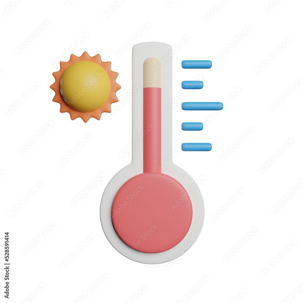 Hot Temperature Day 3D Rendering Illustration Hot Temperature Day 3D Rendering Illustration