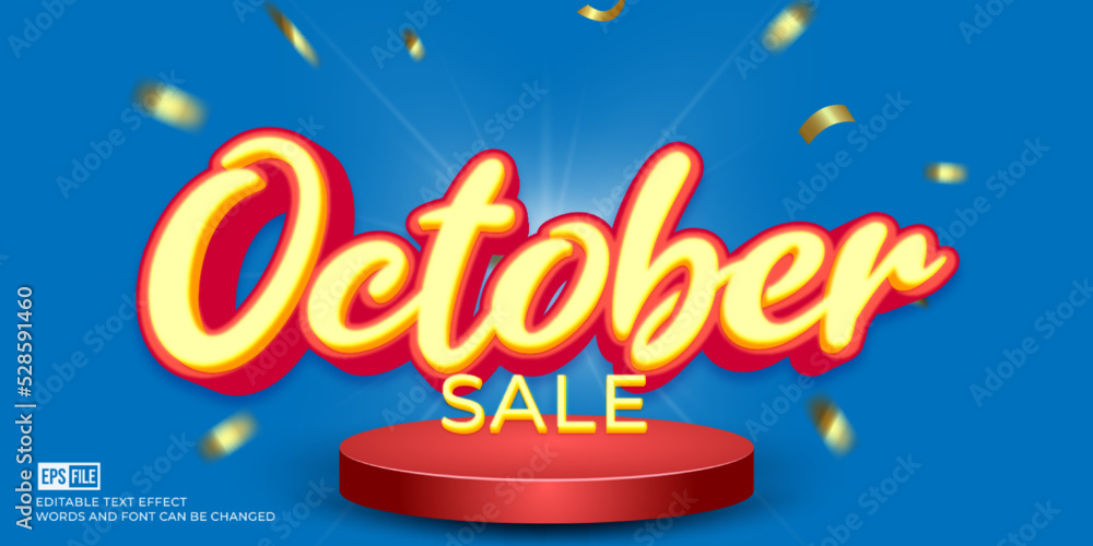 Obraz premium 3D style editable text october sale background
