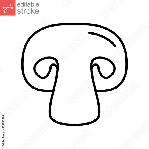 Mushroom icon. nature vegetable food slice, fungi, mycology. vegetarian organic nature meal. Natural healthy fungus. editable stroke outline style vector illustration design on white background EPS 10