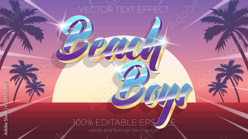 Beach boys editable text effect style, EPS editable text effect