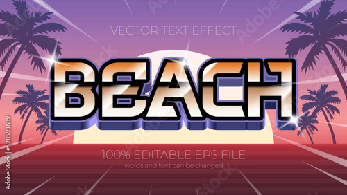 Beach editable text effect style, EPS editable text effect