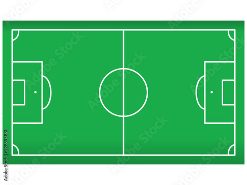 soccer football field of green color on a white background