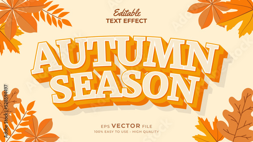 Editable text style effect - autumn text with maple leaves illustration