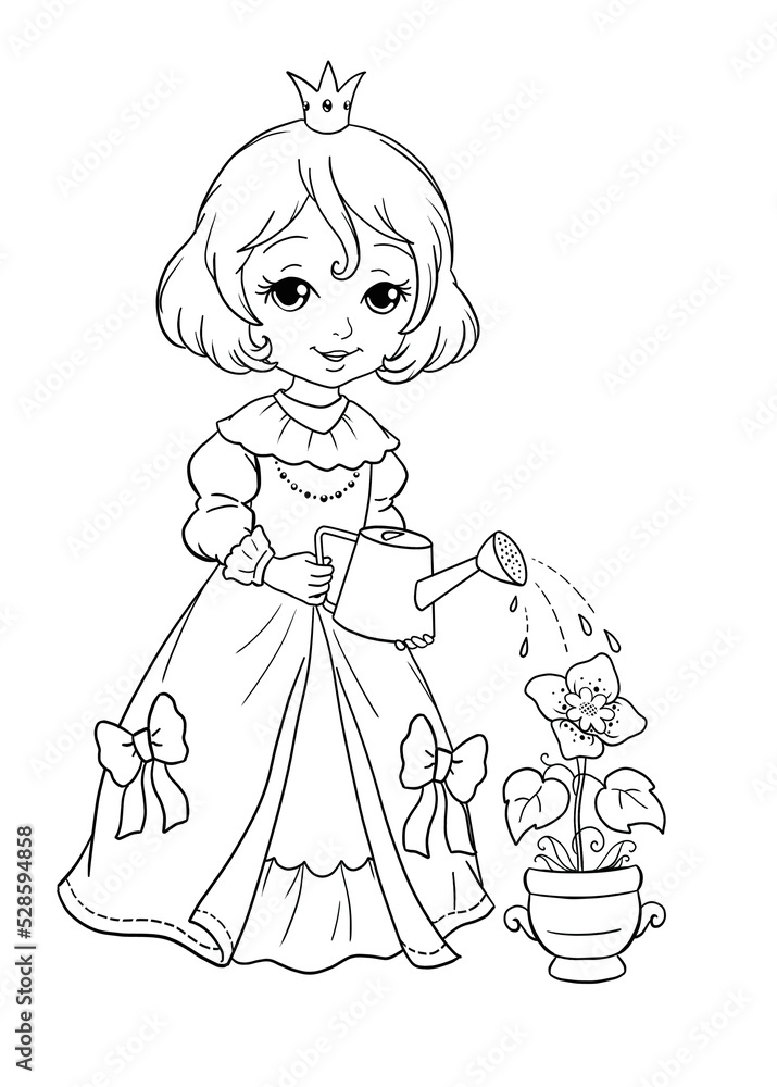 cute little princess watering flower cute little princess watering flower