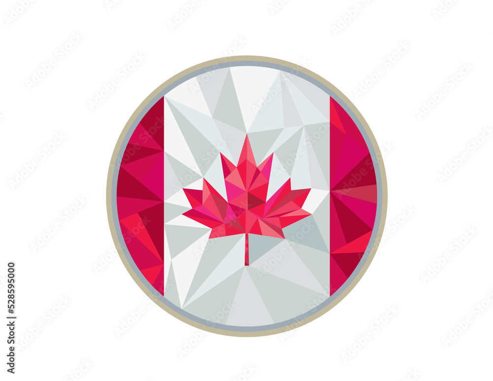 Canada Flag Icon Circle Low Polygon
