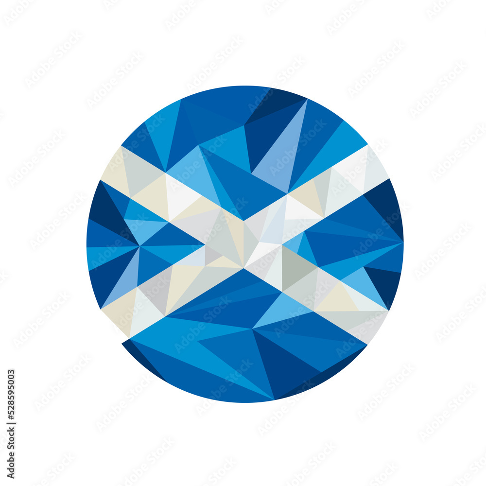 Scotland Flag Icon Circle Low Polygon Scotland Flag Icon Circle Low Polygon