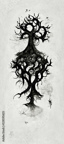 Foto The tree of life - Two trees growing into each other, the tree of life, indian i