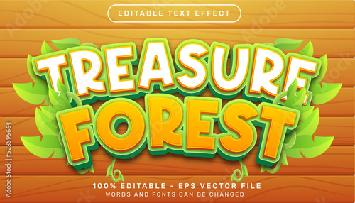 treasure forest 3d text effect and editable text effect with leaf illustration