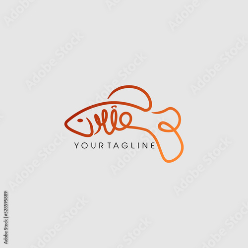 vector hand drawn initial CHIO guppy logo related to fish shop business or others
