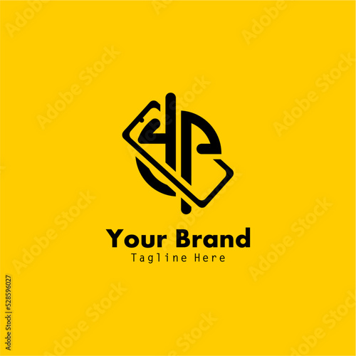 yp phone initials logo design on yellow background. suitable for cell phone shop, cell phone service