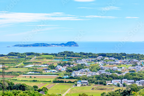 夏の風の見える丘公園から見た景色　佐賀県唐津市 The view from Kazeno Mieruoka Park. Saga Prefecture Karatsu city.