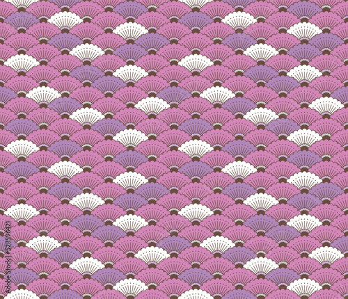 和風　花の文様／シームレスパターン／背景素材（紫系）