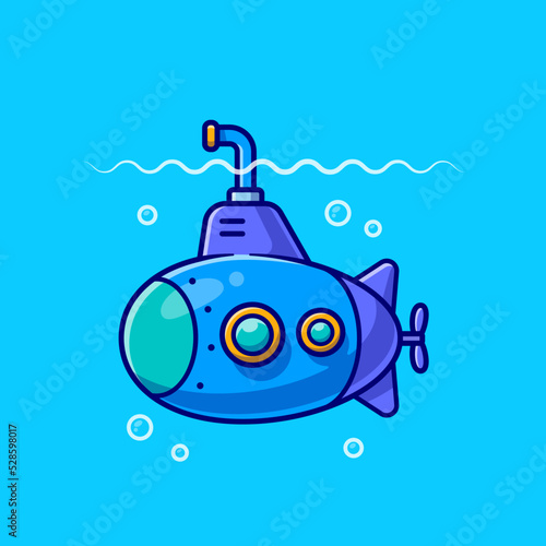 Submarine Cartoon Vector Icon Illustration. Water
Transportation Icon Concept Isolated Premium Vector. Flat
Cartoon Style