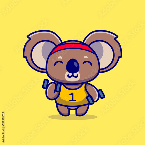 Cute Koala Lifting Dumbbell Cartoon Vector Icon Illustration.
Animal Sport Icon Concept Isolated Premium Vector. Flat
Cartoon Style