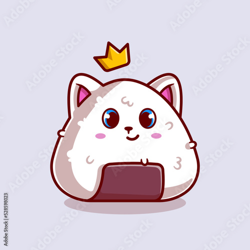 Cute Cat Onigiri With Crown Cartoon Vector Icon Illustration
Icon Concept Isolated Premium Vector. Flat Cartoon Style