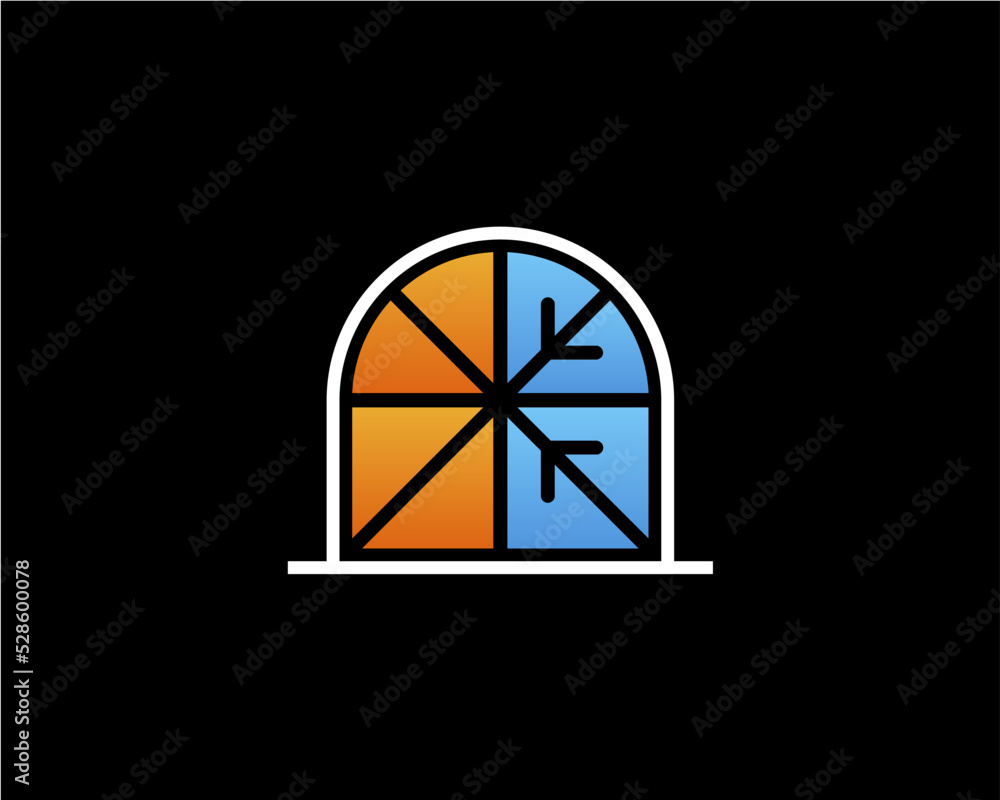 House window with snowflake and heat room vector logo House window with snowflake and heat room vector logo