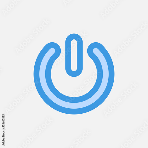 Power off icon in blue style about user interface, use for website mobile app presentation