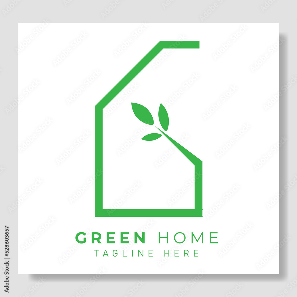 Letter G Green Home with Leaf Logo. Illustration House Logo with Green Nature Concept Letter G Green Home with Leaf Logo. Illustration House Logo with Green Nature Concept