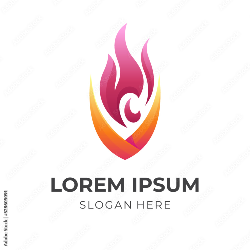 shield fire logo concept, shield and fire combination logo with 3d red and orange color style shield fire logo concept, shield and fire combination logo with 3d red and orange color style