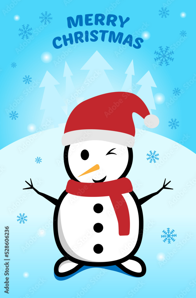 illustration vector graphic of cute Snowman. good for social media, greeting card, story feed or gift card