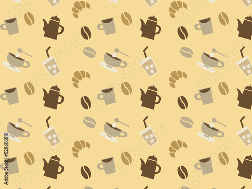 コーヒーモチーフのイラストの背景用パターン