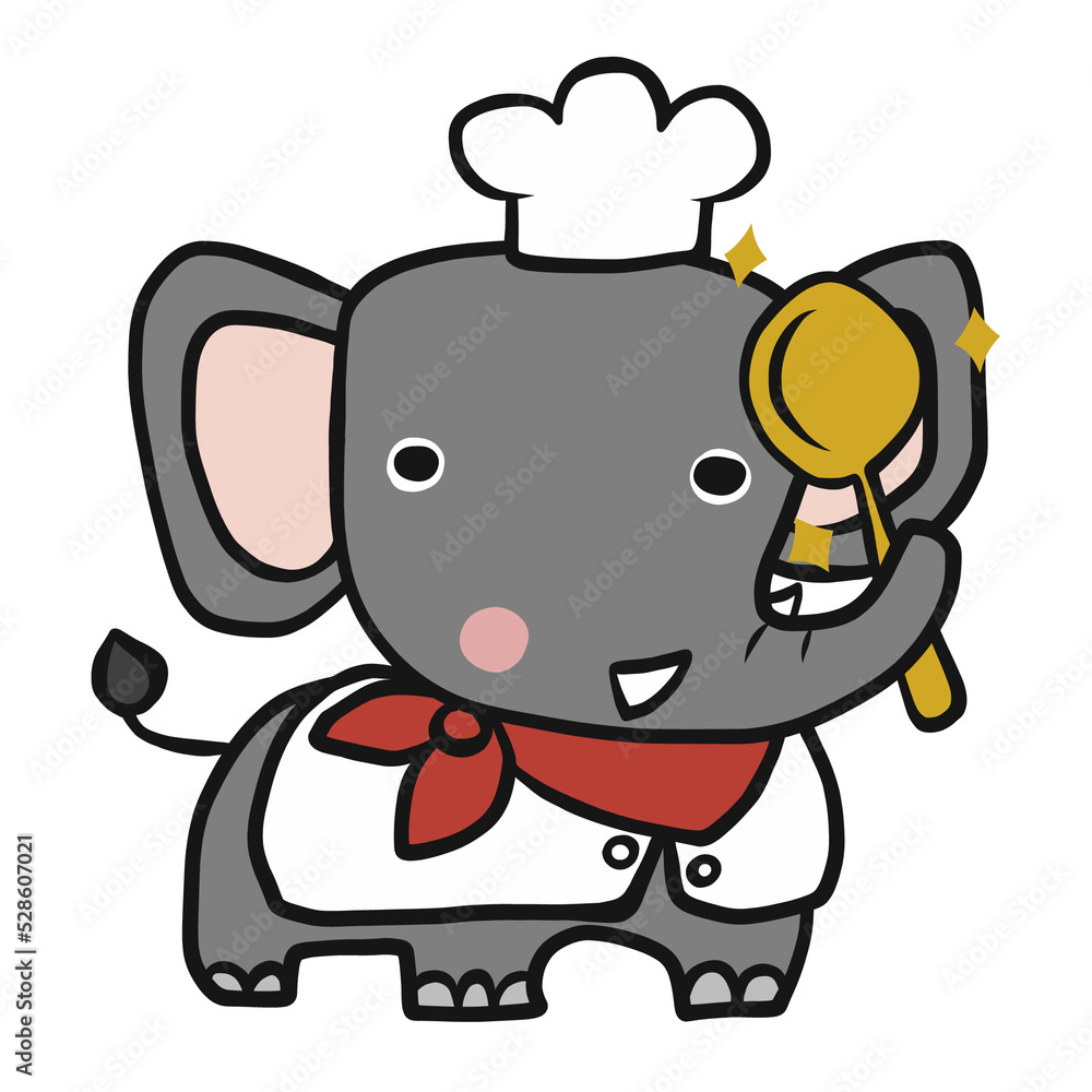 Elephant chef cartoon illustration	
