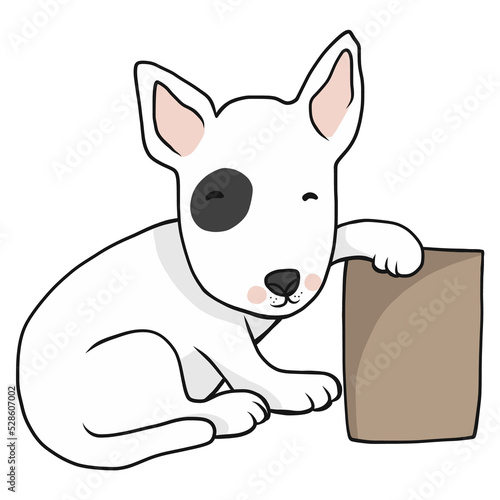 Bull Terrier Dog showing poster cartoon illustration 