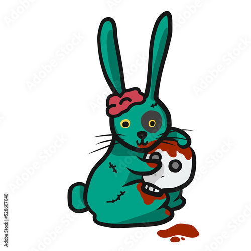 Rabbit zombie Halloween cartoon illustration	