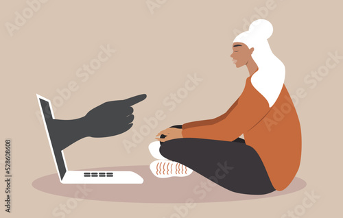 vector illustration in flat style on the theme of cyberbullying