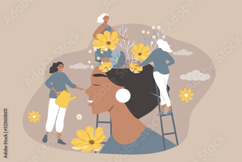 vector illustration in a flat style on the theme of mental health, psychotherapy.