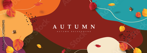 Autumn banner abstract background with falling autumn leaves and color of autumn background