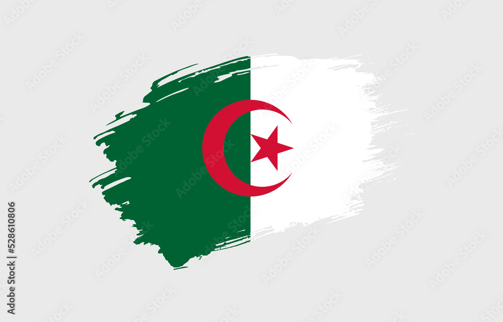Creative hand drawn grunge brushed flag of Algeria with solid background Creative hand drawn grunge brushed flag of Algeria with solid background