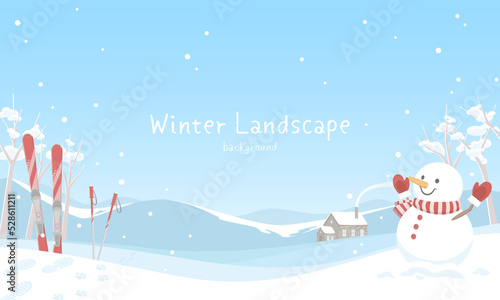 Vector illustration of winter banner background. Snow landscape concept.