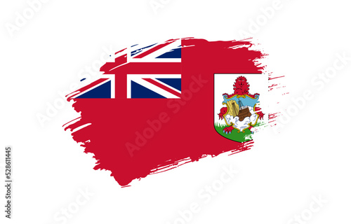 Creative hand drawn grunge brushed flag of Bermuda with solid background