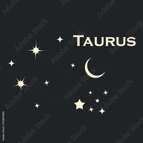 Star constellation zodiac Taurus. Vector. All elements are isolated
