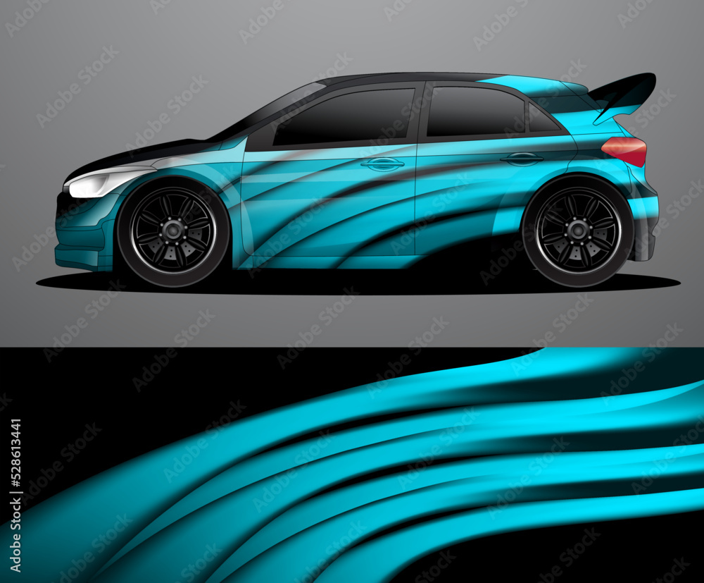 Rally car decal graphic wrap vector, abstract background