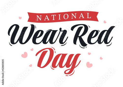 National Wear Red Day on February 7th Template Hand Drawn Cartoon Flat Illustration to inform Women Heart Disease Design