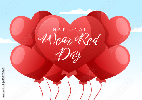 National Wear Red Day on February 7th Template Hand Drawn Cartoon Flat Illustration to inform Women Heart Disease Design