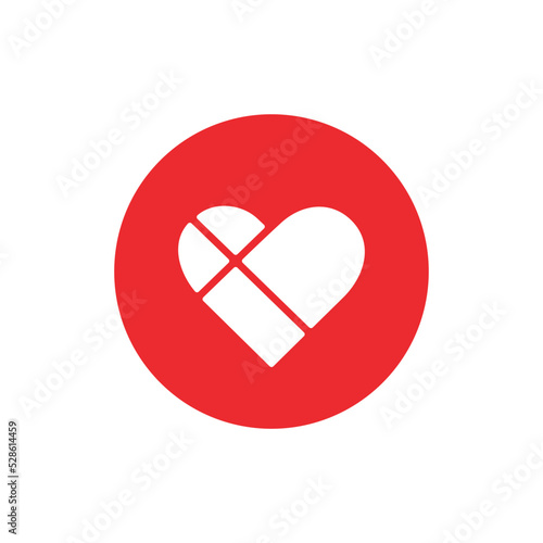 Abstract heart logo icon design, sliced heart icon vector