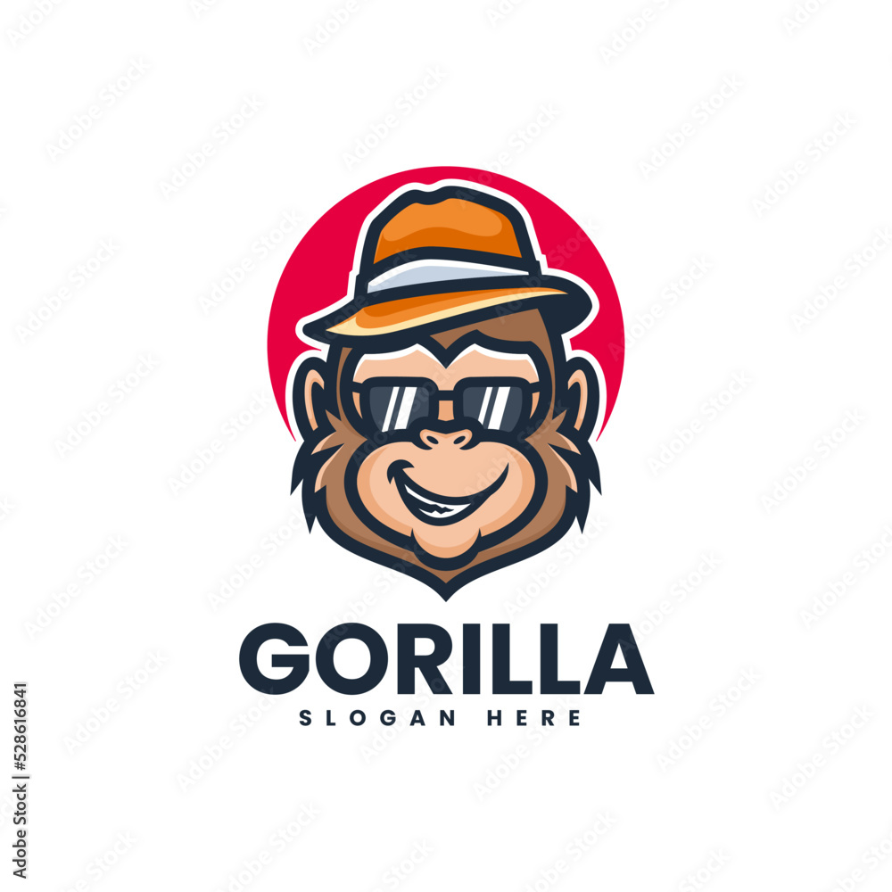 Vector Logo Illustration Gorilla Mascot Cartoon Style. Stock Vector ...
