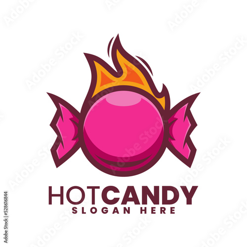 Vector Logo Illustration Hot Candy Simple Mascot Style.
