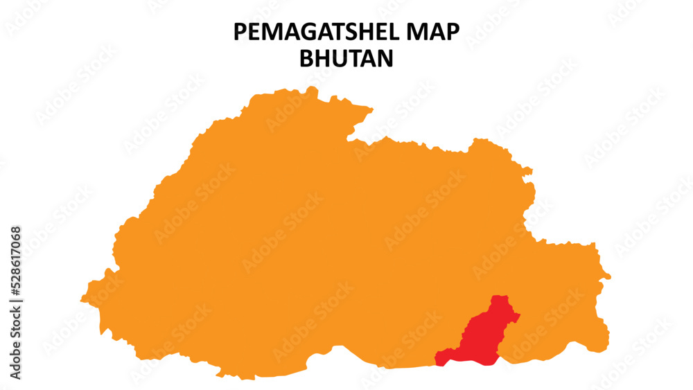 Pemagatshel State and regions map highlighted on Bhutan map.