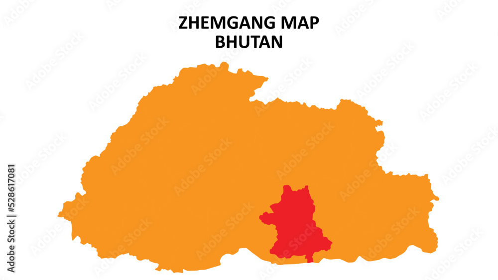 Zhemgang State and regions map highlighted on Bhutan map.