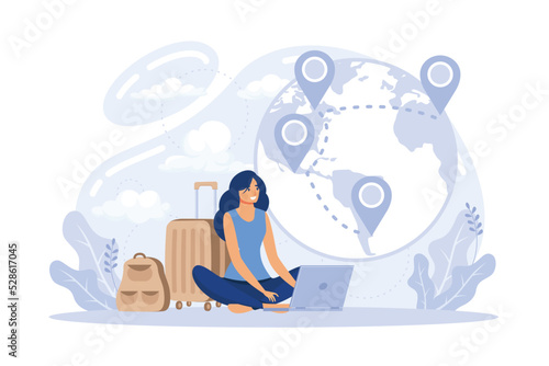 Human capital. International migration, brain drain, digital nomad, trained workers, buisness start up, leave country, flat vector modern illustration