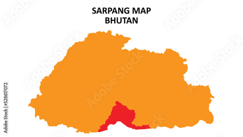 Sarpang State and regions map highlighted on Bhutan map.