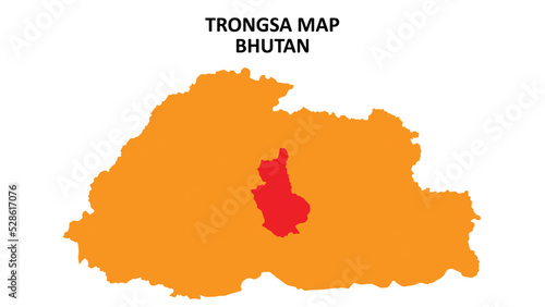 Trongsa State and regions map highlighted on Bhutan map.