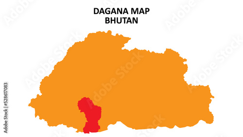 Dagana State and regions map highlighted on Bhutan map.