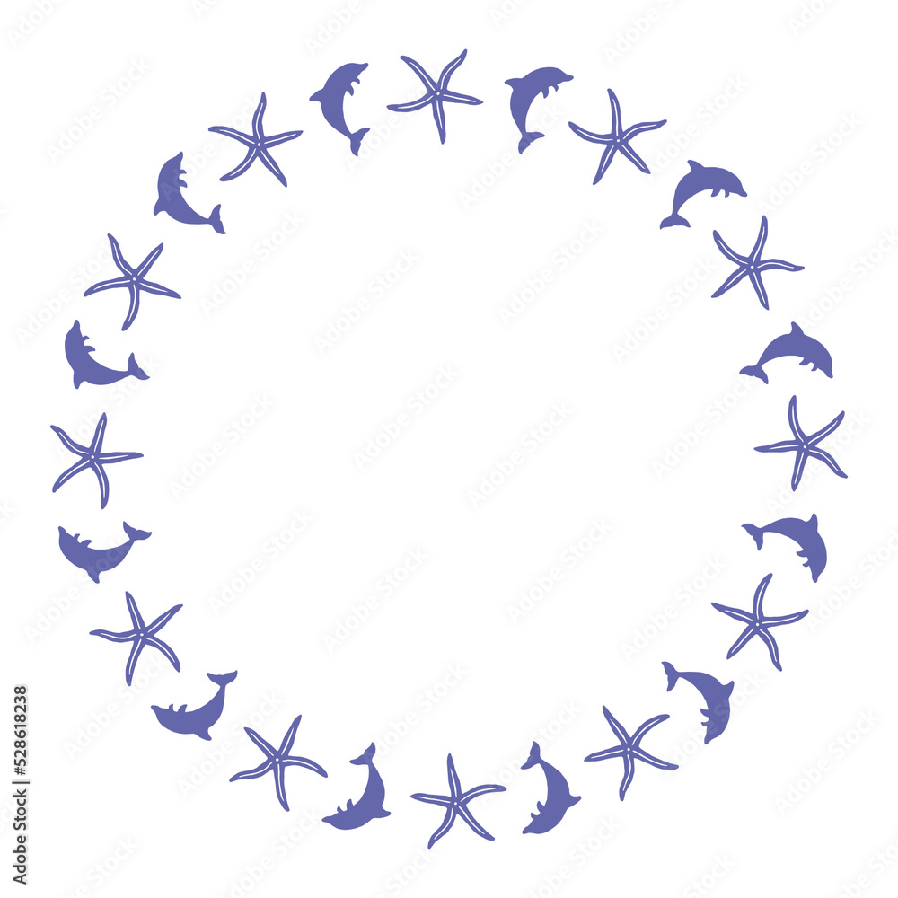 Naklejka premium Abstract round composition, minimalist doodle wreath, .wavy forms