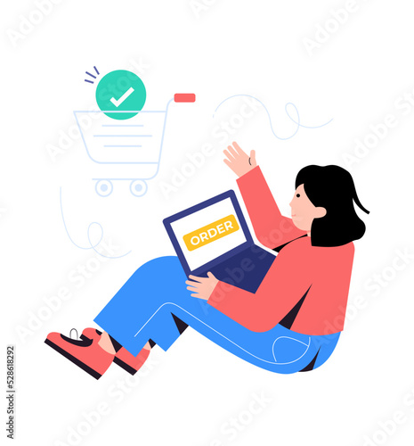 Ecommerce concept, online order flat vector 
