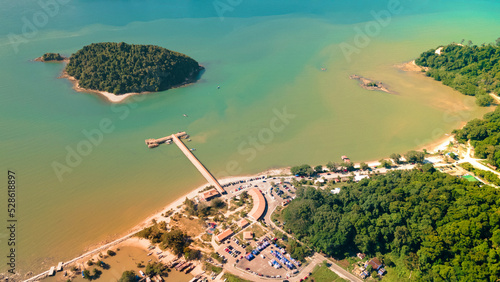 Aerial View Mersing  Johor, Jetty to Pulau Babi besar and kecil near Pulau Mawar. photo